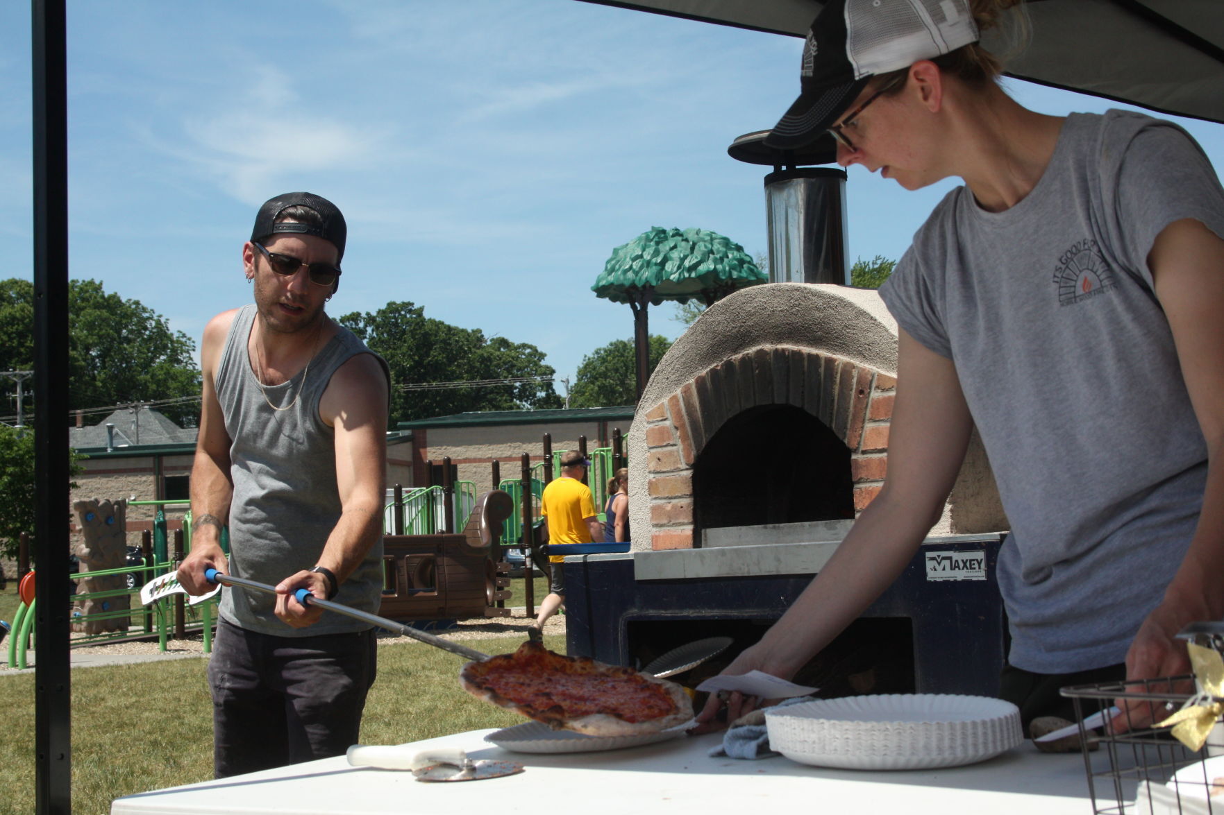 Hot pizza on a hot day